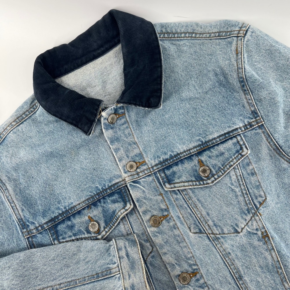 J. Galt Shanghai Light Wash Denim‎ Corduroy Collar Trucker Jacket Small
